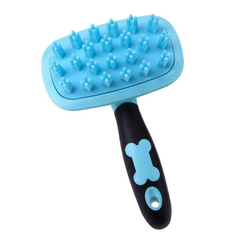 Pet Dog Cat Silicone Massage Comb Hair Removal Grooming Cleaning Brush Pink A