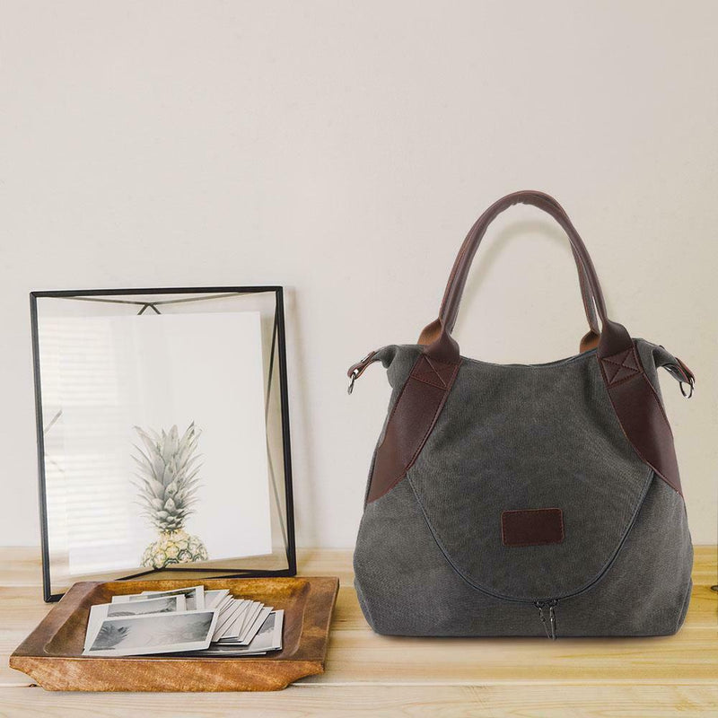 Women Large Tote Shopping Bag Handbag Canvas Shoulder Messenger Bags (Grey) SN9F