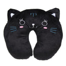 Multi-Color Cartoon U Shaped Travel Pillow Neck Support Head(Black) A