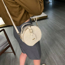 Women Round Shoulder Bag Alligator PU Circle Zip Crossbody Handbag (Beige) A
