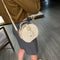 Women Round Shoulder Bag Alligator PU Circle Zip Crossbody Handbag (Beige) A