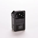 AC 250V 10A 3-pin Rocker Switch IEC320 C14 Power Inlet Socket With Fuse M&E
