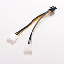 16cm/5'' 8 Pin PCI Express Male To Dual LP4 4Pin Molex  Power Cable Adapter LJAU