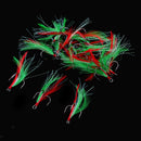 20pcs Feather Fishing Hooks Treble Barbed Squid Fly Tying Lures Baits SZ005
