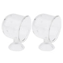 2Pcs Aquarium Fish Tank Feeding Glass Cup Aquatic Plant Crystal Holder Feeder