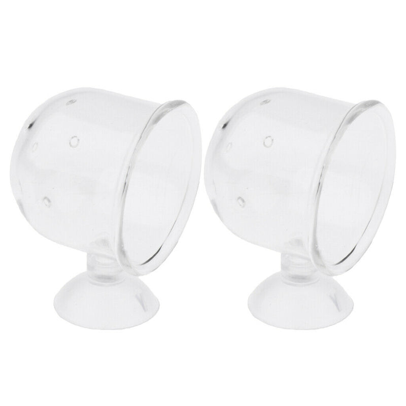 2Pcs Aquarium Fish Tank Feeding Glass Cup Aquatic Plant Crystal Holder Feeder
