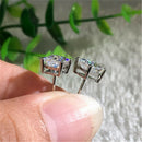 Clear Cubic Zirconia Earrings Stud for Sensitive Ears, Square Hypoallergenic