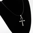 1x Round Leather Necklace Egyptian Ankh Cross Charms Pendant Nice