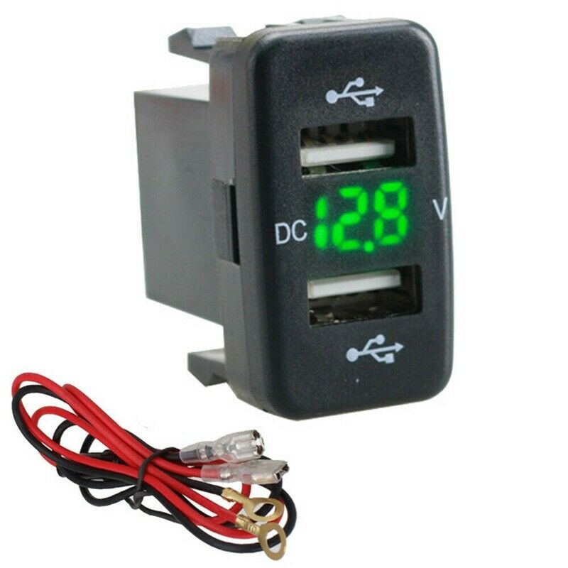 Car Charger Socket Dual Usb Port Charging Volt Display Adapter Fit for Toyo P2X3