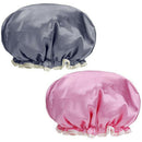 2PCS Thick Women Shower Caps Colorful Double Layer Bath Shower Hair Cover