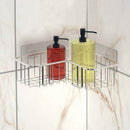Stainless Steel Storage Organizer Corner Shower Caddy Bath Shelf With Hooks AU