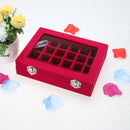 Velvet Glass Jewelry Earring Display Box Tray Holder Storage Box Organizer