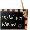 Warm Winter Wishes Snowman Hanging Board Wooden Rectangle Hanging Wall Sign Y5O1