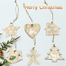 6pcs Hemp Rope Wooden Christmas Pendent Xmas Tree Hanging Ornaments Party Decor