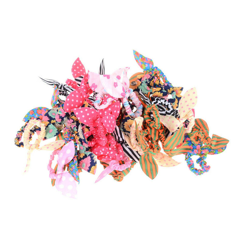 12PCS Girl Rabbit Ear Scrunchies Hair Band Rope Elastic Tie Ponytail Holder ~ï¼ˆ