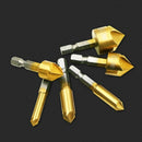 6pcs 6mm-19mm 82 Degree 1/4 Hex Shank HSS 5 Flute Countersink Drill Bi AQV