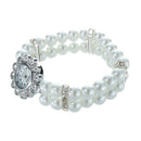 Metal Strap Rhinestone Bead Watch 25mm White For Women A7O9