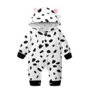 Autumn Winter New Newborn Cute Cow Print Jumpsuit Button Rompers Long SleeveM9Z2