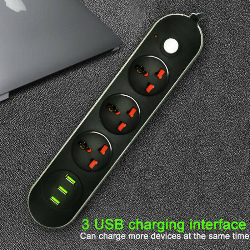 USB Power Socket European Plug  3-Port USB Charger 3 M Universal Cabl Hn