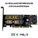 3 in 1 Msata PCIE M.2 NGFF NVME SATA SSD to PCI Express 4X SATA3 Adapter Card