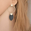 Fashion Necklace, Womens Tassel Geometric Wooden Tassel Long Earrings(Black