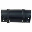 Motorcycle Bag Pouch Saddle Bag PU Leather Luggage Tool Roll Bag Black C8V6