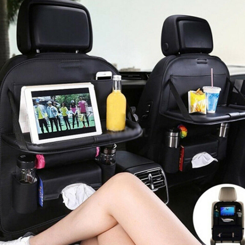 Leather car seat back travel multi-pocket folding storage bag organizer holde Kw