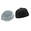 2 Pieces Unisex Men Fashion Docker Retro Cap Skullcap Beanie Grey Black Hats
