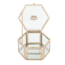 Glass Jewelry Make-up Organizer Box Geometric Terrarium Plants Holder