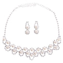 Wedding Bridal Party Prom Rhinestone Crystal Necklace Earring Plated Jewelry Set