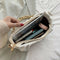 Women Evening Clutch Pleated PU Solid Shoulder Handbag Chain Totes (Beige)