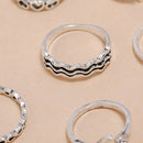 7pcs Daily Geometric Love Hollow Charm Knuckle Ring for Women Jewelry Gift