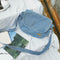 Women Canvas Denim Crossbody Bags Pure Color Flap Shoulder Bag (Light Blue)