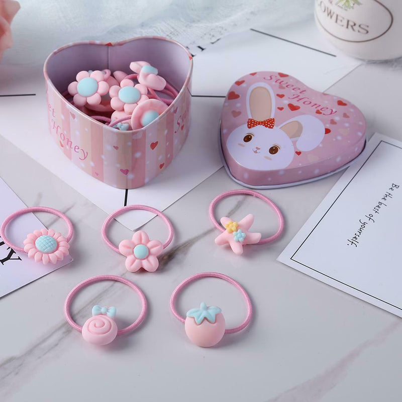 20pcs Cartoon Cute Elastic Hair Bands Kids Girls Rubber Bands (Pink) A
