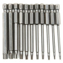 11Pcs 75Mm Magnetic S2 Steel Screwdriver Bits Hex Torx Head T6/T7/T8/T9/T10