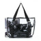 Set 2PCS Women's Handbag Tote Shoulder Bag Transparent PVC Black Fashion H7B4