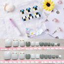 24pcs/pack lattice false nails toe nails tips nail art design french with glu LJ