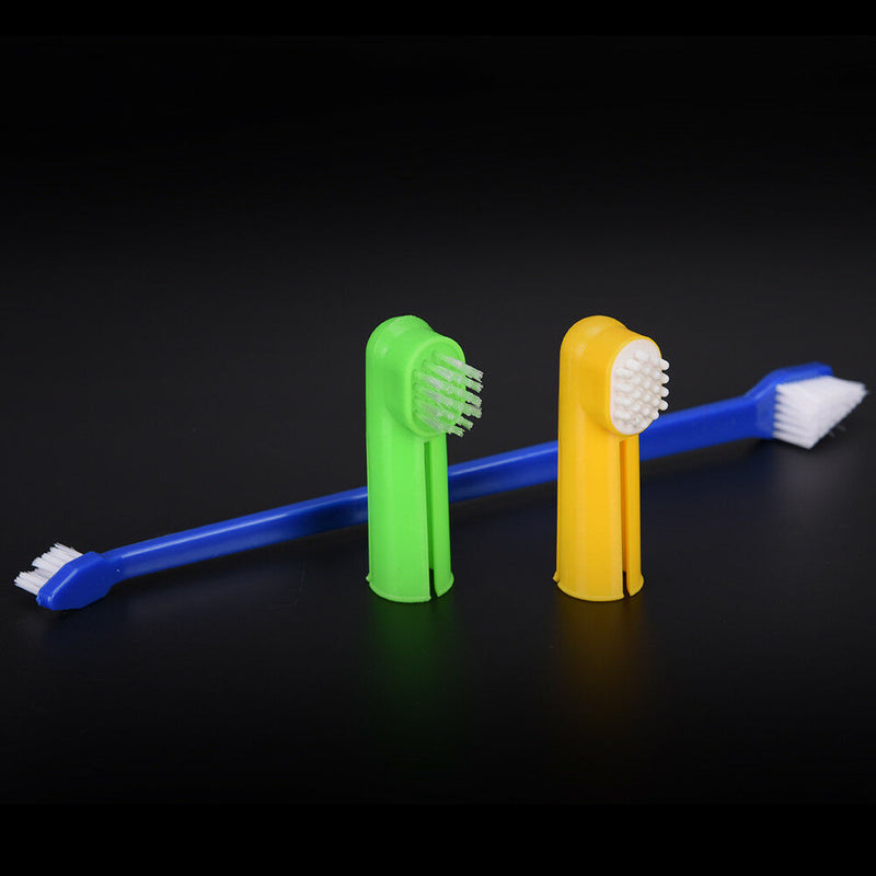 3Pcs/set Pet Finger Toothbrush Dog Breath Double Head Teeth Care Cat Cleaning FT