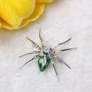 Dazzling Green Crystal Rhinestone Spider Animal Brooch Pin Hat Clip Xmas Gift