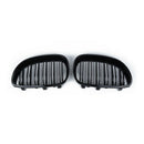 1 Pair Gloss Black Front Kidney Grill Double Slat Double Line Grille for BM