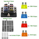 6 Way Blade Fuse Box Holder with LED Light Damp-Proof Block Marine Car Boat I1L8