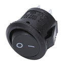5 Pcs SPST Black Button On/Off Round Rocker Switch AC 6A/125V 3A/250V