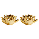 2 Pcs Ceramic Candle Holder Artistic Lotus Shaped Petal Statue Home Decor