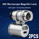 2 Pack 60X Portable Magnifier Miscroscope Jewelry Eye Loupe Magnifying Glass