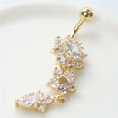 Women's Rhinestone Tassel Navel Dangle Button Belly Ring Bar