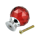2pcs Crystal Glass Door Knobs Drawer Cabinet Furniture Kitchen Handle - red R4Q6