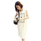 Fashion Printing Sleeveless Dress Women Loose Round Neck Dresses (White M)
