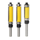 3pcs Flush Trim Router Bit 1/4''*1/2" Top & Bottom Bearing Wood Cutter Set
