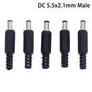 5Pcs 5.5x2.1mm male DC In-Line plug socket jack connector adapte3C