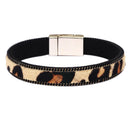 Fashion Simple Leopard Pattern Horse Hair Leather Bracelets Magnetic Clasp  X1V6